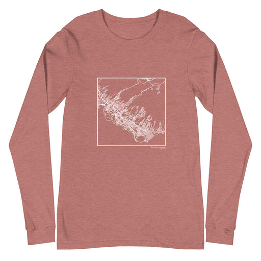 Honolulu Hawaii  Map Unisex Long-Sleeve T-shirt with City inscription in Heather Mauve