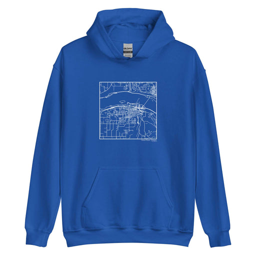 Hood River Oregon  Map Unisex Hoodie Sweater with City inscription in Royal Blue