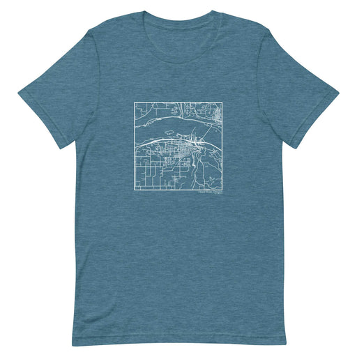 Hood River Oregon  Map Unisex T-Shirt with City inscription in Heather Teal