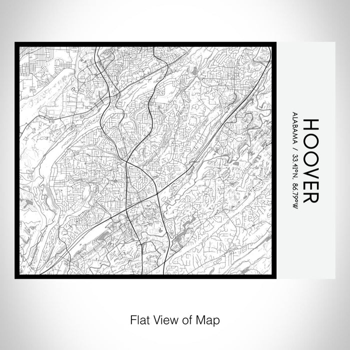 Rendered View of Hoover Alabama Map on 20oz Stainless Steel Insulated Bottle with Bamboo Top with printed classic style map