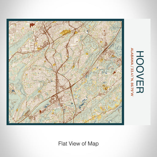 Rendered View of Hoover Alabama Map on 20oz Stainless Steel Insulated Bottle with Bamboo Top with printed woodblock style map