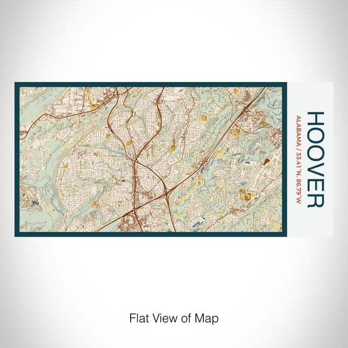 Rendered View of Hoover Alabama Map on 17oz Stainless Steel Insulated Bottle with printed woodblock style map