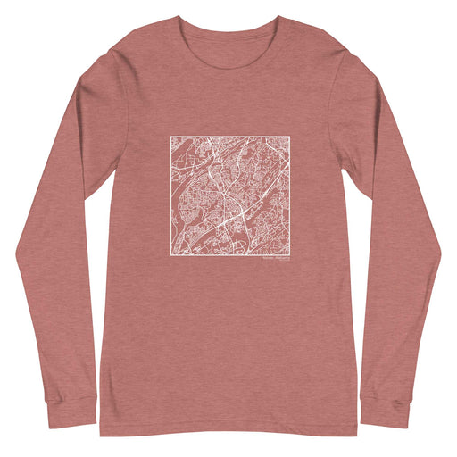Hoover Alabama  Map Unisex Long-Sleeve T-shirt with City inscription in Heather Mauve