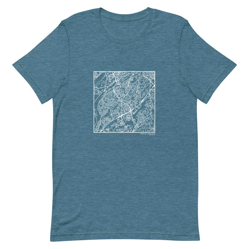 Hoover Alabama  Map Unisex T-Shirt with City inscription in Heather Teal