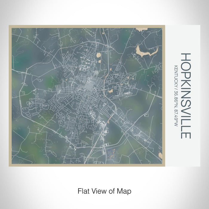 Rendered View of Hopkinsville Kentucky Map on 20oz Stainless Steel Insulated Bottle with Bamboo Top with printed afternoon style map