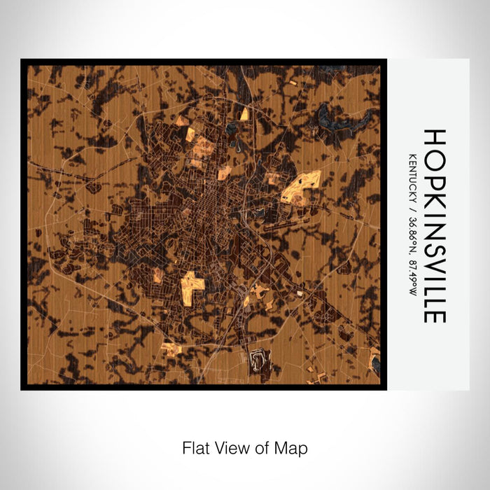 Rendered View of Hopkinsville Kentucky Map on 20oz Stainless Steel Insulated Bottle with Bamboo Top with printed ember style map