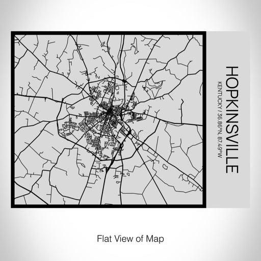 Rendered View of Hopkinsville Kentucky Map on 20oz Stainless Steel Insulated Bottle with Bamboo Top with printed Tactile Lines Map in Black