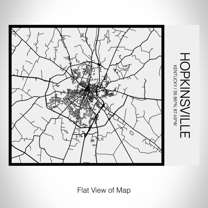 Rendered View of Hopkinsville Kentucky Map on 20oz Stainless Steel Insulated Bottle with Bamboo Top in Matte White with printed Tactile Lines Map in Black