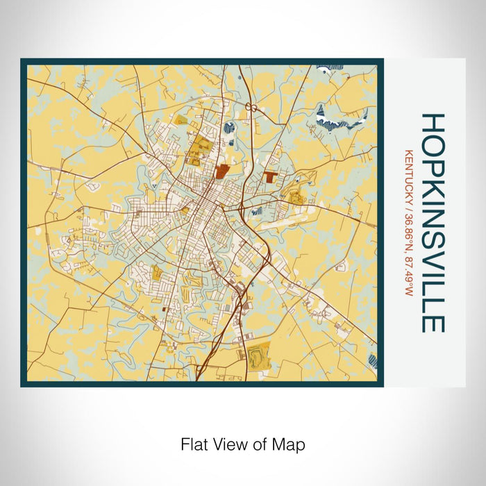 Rendered View of Hopkinsville Kentucky Map on 20oz Stainless Steel Insulated Bottle with Bamboo Top with printed woodblock style map