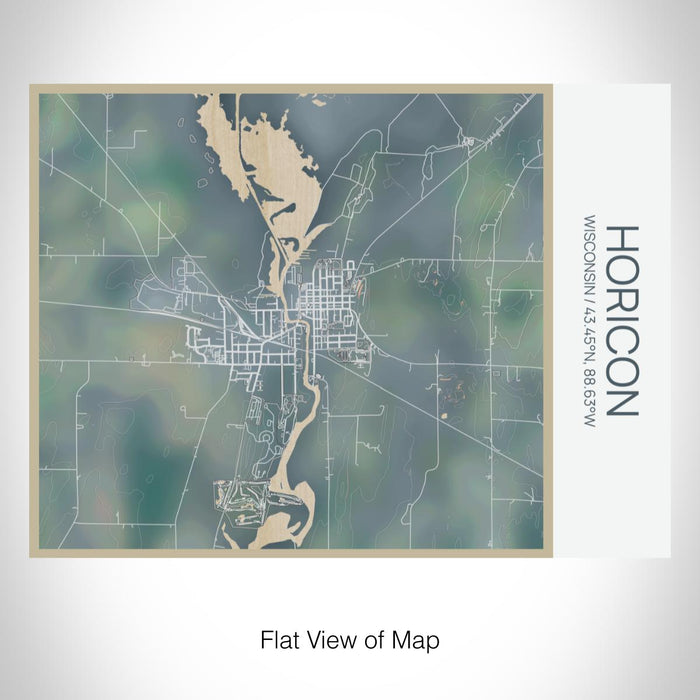 Rendered View of Horicon Wisconsin Map on 20oz Stainless Steel Insulated Bottle with Bamboo Top with printed afternoon style map