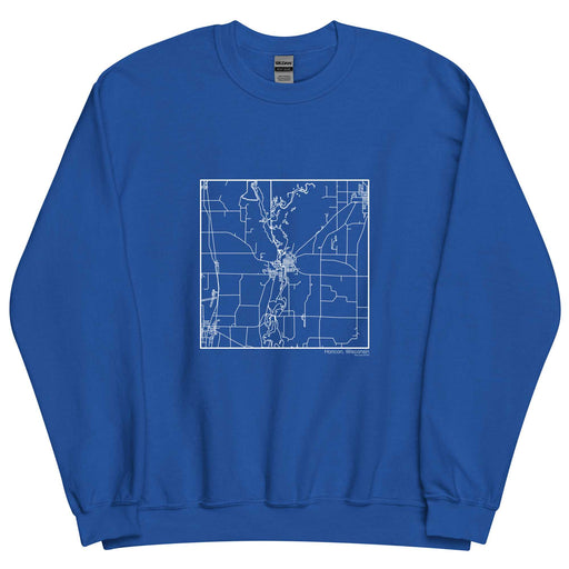 Horicon Wisconsin  Map Unisex Crewneck Sweater with City inscription in Royal Blue