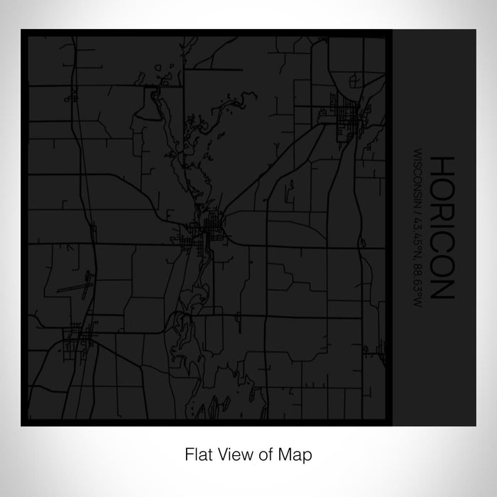 Rendered View of Horicon Wisconsin Map on 17oz Stainless Steel Insulated Tumbler in Matte Black with Tactile Lines