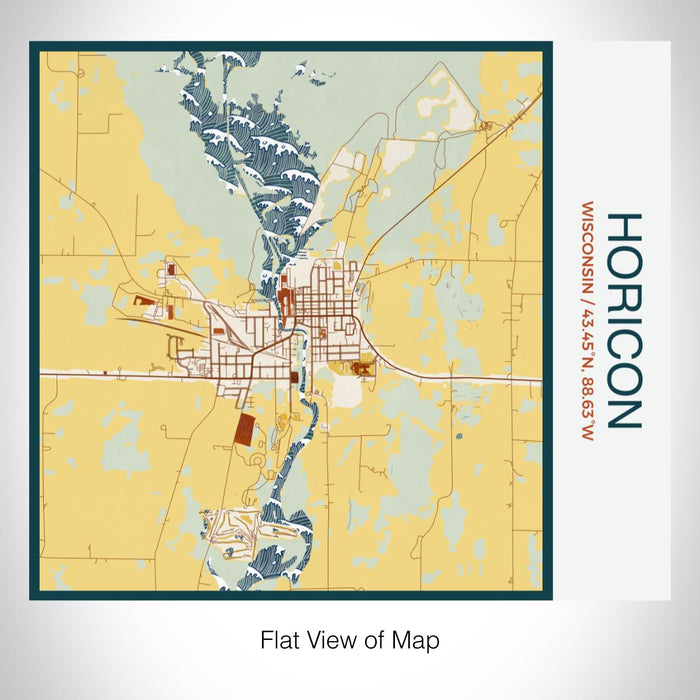 Rendered View of Horicon Wisconsin Map on 17oz Stainless Steel Insulated Tumbler in Woodblock Map Style