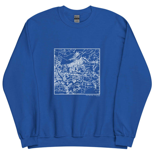 Hot Springs Arkansas  Map Unisex Crewneck Sweater with City inscription in Royal Blue