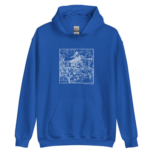 Hot Springs Arkansas  Map Unisex Hoodie Sweater with City inscription in Royal Blue