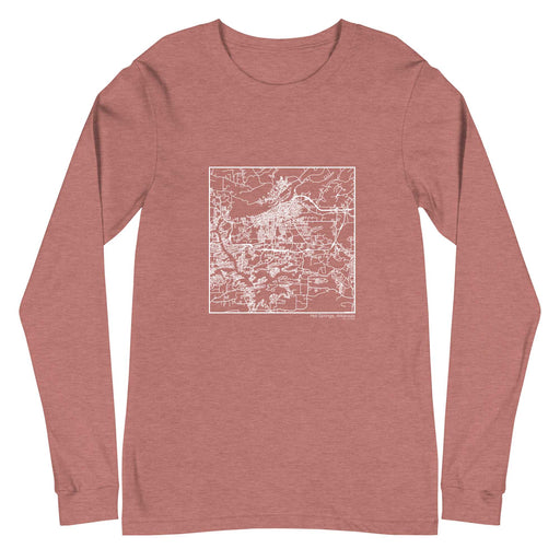 Hot Springs Arkansas  Map Unisex Long-Sleeve T-shirt with City inscription in Heather Mauve