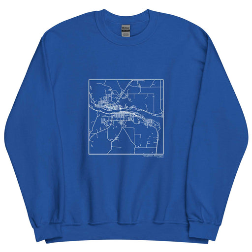Houghton Michigan  Map Unisex Crewneck Sweater with City inscription in Royal Blue