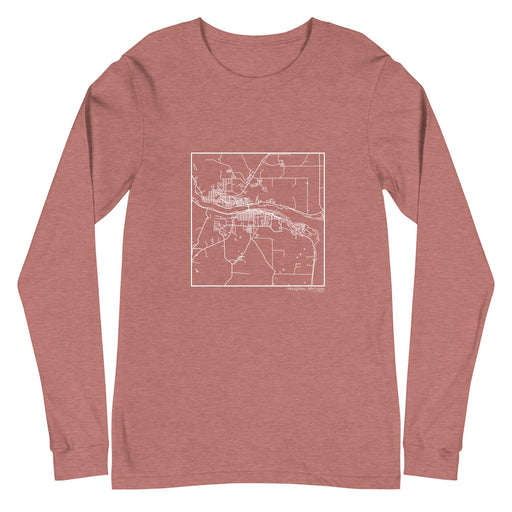 Houghton Michigan  Map Unisex Long-Sleeve T-shirt with City inscription in Heather Mauve