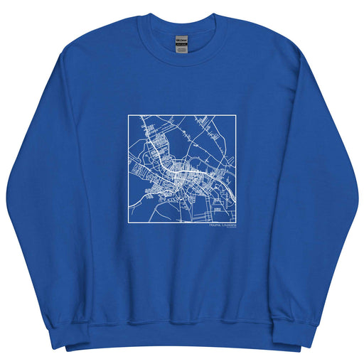 Houma Louisiana  Map Unisex Crewneck Sweater with City inscription in Royal Blue