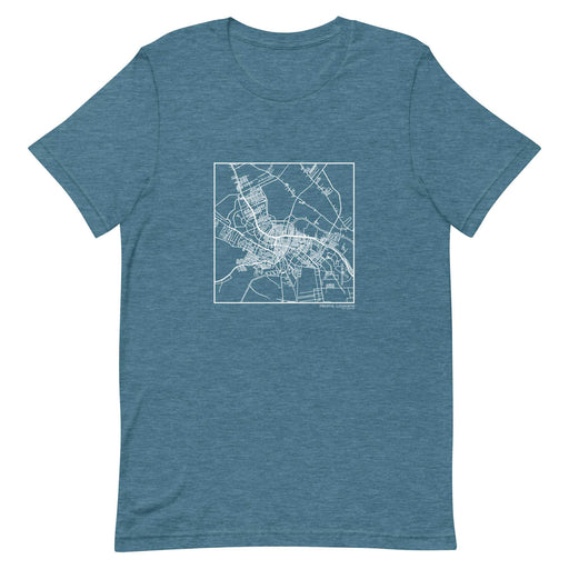 Houma Louisiana  Map Unisex T-Shirt with City inscription in Heather Teal