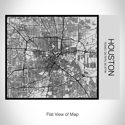 Rendered View of Houston Texas Map on 20oz Stainless Steel Insulated Bottle with Bamboo Top with printed Tactile Lines Map in Black