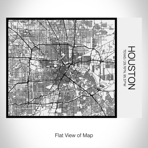 Rendered View of Houston Texas Map on 20oz Stainless Steel Insulated Bottle with Bamboo Top in Matte White with printed Tactile Lines Map in Black