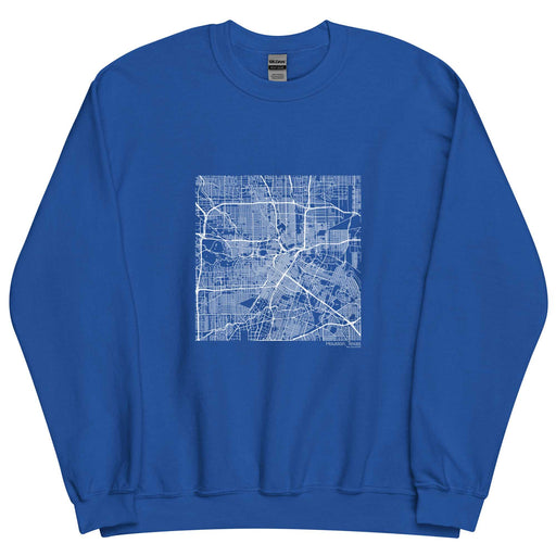 Houston Texas  Map Unisex Crewneck Sweater with City inscription in Royal Blue