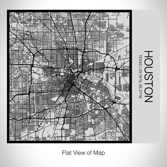 Rendered View of Houston Texas Map on 17oz Stainless Steel Insulated Tumbler in Tactile Lines with Succulent in Background