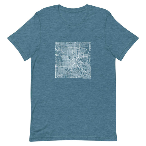 Houston Texas  Map Unisex T-Shirt with City inscription in Heather Teal