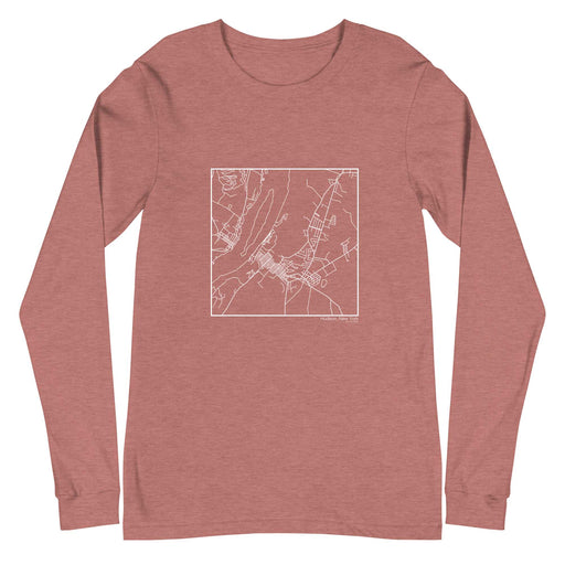 Hudson New York Map Unisex Long-Sleeve T-shirt with City inscription in Heather Mauve