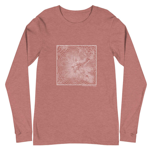 Humphreys Peak Arizona Topographic  Map Unisex Long-Sleeve T-shirt with City inscription in Heather Mauve