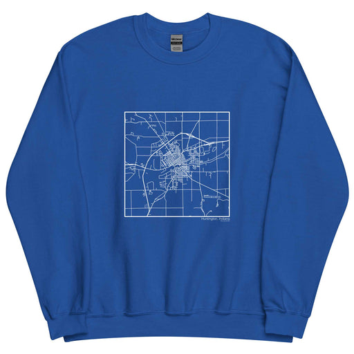 Huntington Indiana  Map Unisex Crewneck Sweater with City inscription in Royal Blue