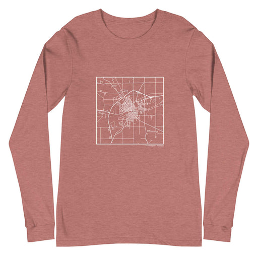 Huntington Indiana  Map Unisex Long-Sleeve T-shirt with City inscription in Heather Mauve