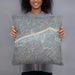 Person holding 18x18 Custom Huntington West Virginia Map Throw Pillow in Afternoon