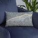 Custom Huntington West Virginia Map Throw Pillow in Afternoon on Blue Colored Chair