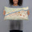 Person holding 20x12 Custom Huntington West Virginia Map Throw Pillow in Woodblock