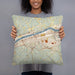 Person holding 18x18 Custom Huntington West Virginia Map Throw Pillow in Woodblock