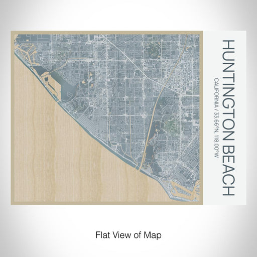 Rendered View of Huntington Beach California Map on 20oz Stainless Steel Insulated Bottle with Bamboo Top with printed afternoon style map