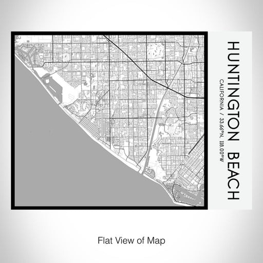 Rendered View of Huntington Beach California Map on 20oz Stainless Steel Insulated Bottle with Bamboo Top with printed classic style map
