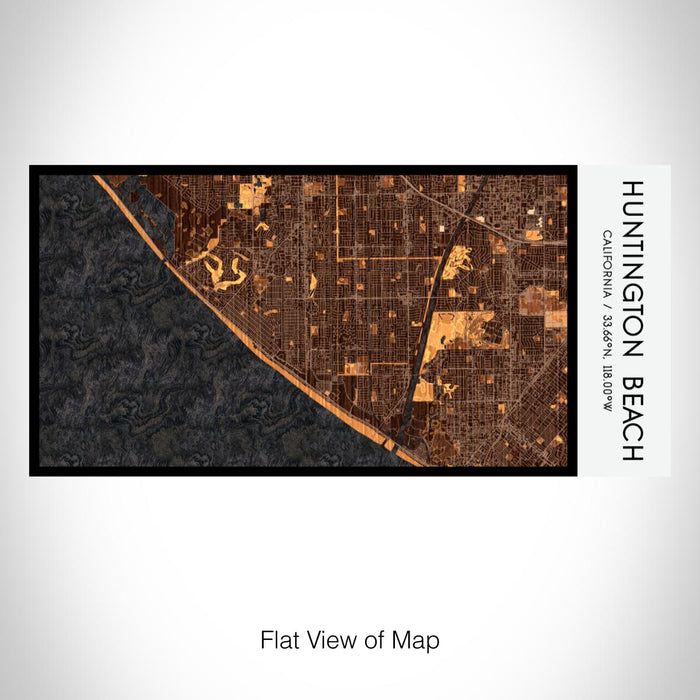 Rendered View of Huntington Beach California Map on 17oz Stainless Steel Insulated Bottle with printed ember style map