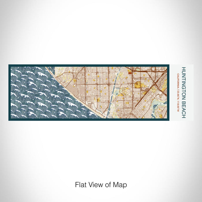 Rendered View of Huntington Beach California Map on 10oz Stainless Steel Insulated Cup in Woodblock with Sliding Lid
