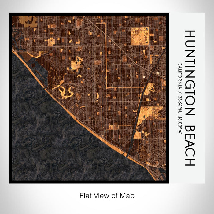Rendered View of Huntington Beach California Map on 17oz Stainless Steel Insulated Tumbler in Ember Map Style