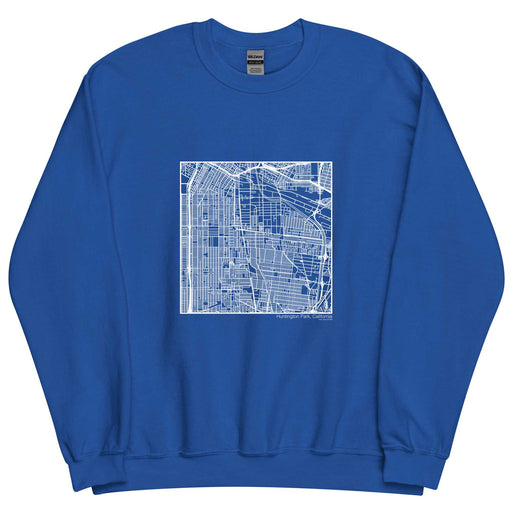 Huntington Park California  Map Unisex Crewneck Sweater with City inscription in Royal Blue