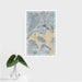 16x24 Hunts Point The Bronx Map Print Portrait Orientation in Afternoon Style With Tropical Plant Leaves in Water