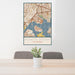 24x36 Hunts Point The Bronx Map Print Portrait Orientation in Woodblock Style Behind 2 Chairs Table and Potted Plant