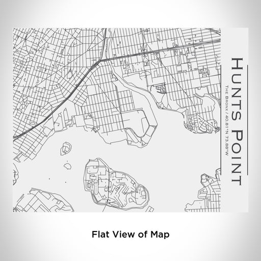 Rendered View of Hunts Point The Bronx Map Engraving on 20oz Stainless Steel Insulated Bottle with Bamboo Top in White