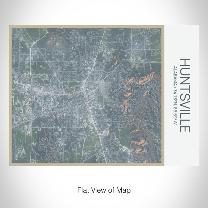 Rendered View of Huntsville Alabama Map on 20oz Stainless Steel Insulated Bottle with Bamboo Top with printed afternoon style map