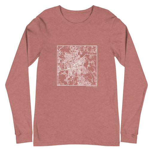 Huntsville Alabama  Map Unisex Long-Sleeve T-shirt with City inscription in Heather Mauve