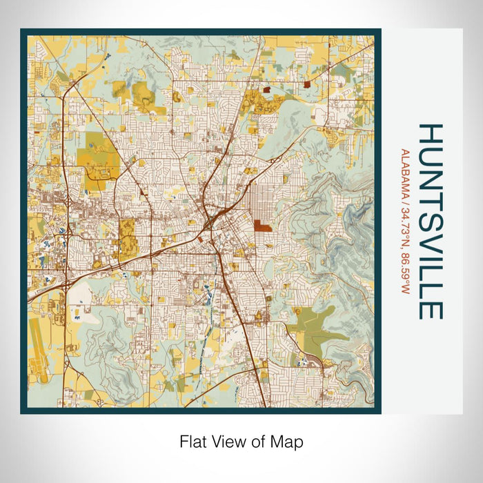 Rendered View of Huntsville Alabama Map on 17oz Stainless Steel Insulated Tumbler in Woodblock Map Style