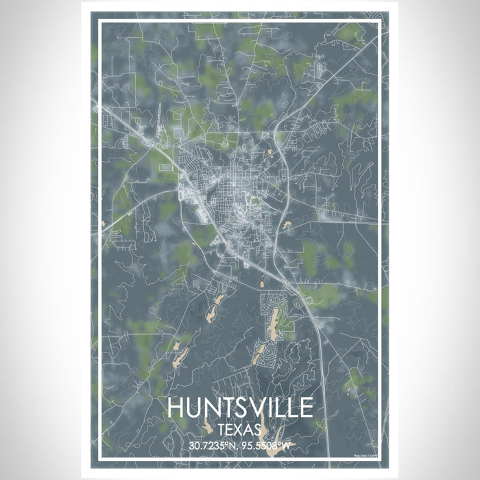 Huntsville Texas Map Print Portrait Orientation in Afternoon Style With Shaded Background